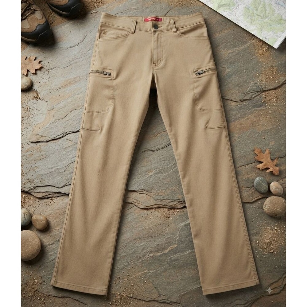 Wrangler Outdoor All Terrain Comfort Flex Cargo Pants Men 34x34 Tan Khaki Hiking